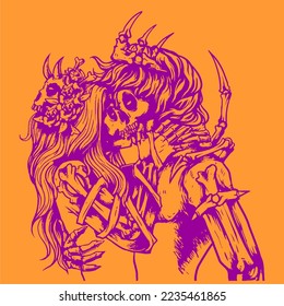 lineart vector illustration of king and queen hugging