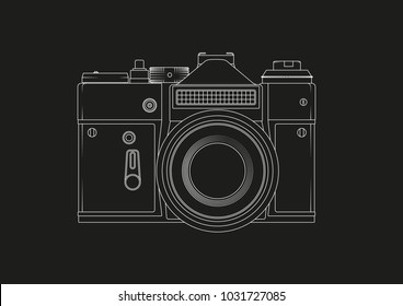 Line-art vector illustration of a well-known soviet-era SLR camera.