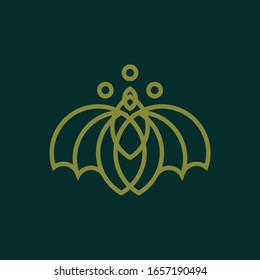 Lineart vector logo with pictures like a unique bat