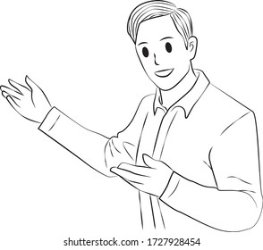lineart vector man explain pose 