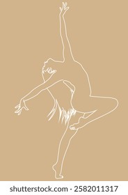 Lineart of a woman dancing freely