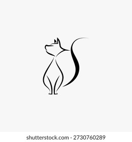 Uma ilustração de vetor de gato estilo lineart com um design simples e limpo. Usando linhas finas e nítidas, sem preenchimento colorido (apenas contorno), é adequado para uma variedade de necessidades de design.
