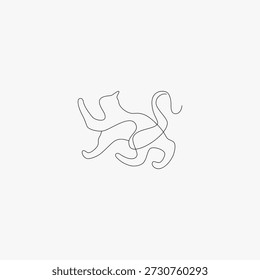 Uma ilustração de vetor de gato estilo lineart com um design simples e limpo. Usando linhas finas e nítidas, sem preenchimento colorido (apenas contorno), é adequado para uma variedade de necessidades de design.