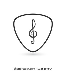 Lineat Guitar pick and Music Clef icon vector illustration isolated on white background.