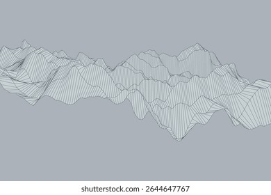 Plano de fundo abstrato de turbulência baseado em linha apresentando picos e vales em um terreno artístico mínimo