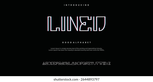 Lined Abstract minimal modern alphabet fonts. Typography technology vector illustration

