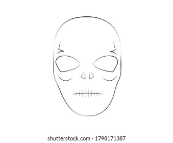 lined art Human skull head