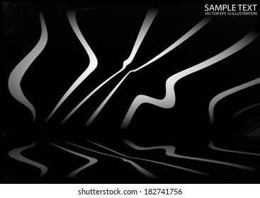 Lined artistic abstract  vector  space reflected - Silver shiny metal vector background illustration