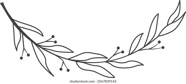 Lined Berries Branch Vector Illustration