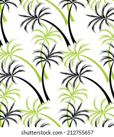 lined of black and green coconut trees.