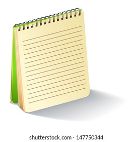 Lined blank vintage standing notebook with green cover