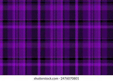 Lined check pattern textile, tablecloth background texture plaid. Manufacturing tartan fabric vector seamless in violet and purple colors.