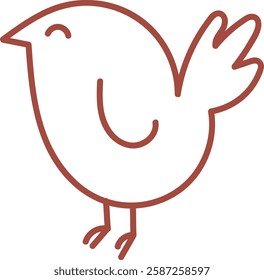 Lined Chick Bird Vector Illustration