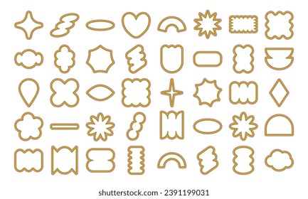 Lined Colorful Abstract Geometric Shapes. Sticker shapes oval, rectangle, line, flower, bling. abstract background elements for branding, packaging, prints and social media posts.