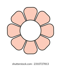 Lined Daisy Flower Head Vector Illustration