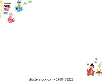 Lined diagonally acrylic paintchildren's day icon frame