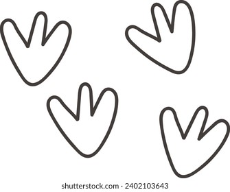 Lined Dinosaur Footprints Vector Illustration