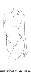 Lined Female Front Body Part Vector Illustration