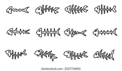 Lined fishes, illustration, vector on a white background. Vector
