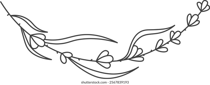 Lined Flowers Branch Vector Illustration