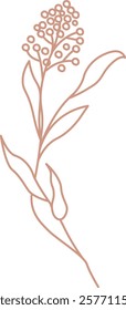 Lined Flowers Branch Vector Illustration