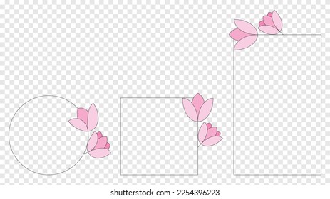 Lined frame with tulip flower