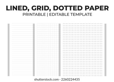 Lined Grid And Dotted Paper Kdp Interior