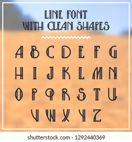 Lined hipster styled font with minimalistic bold shapes