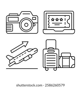 Lined Holiday Travel Vacation Journey Transportation Icon