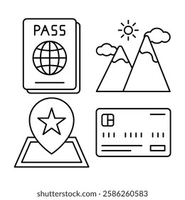 Lined Holiday Travel Vacation Journey Transportation Icon