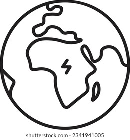 Icono En Lino Ilustrando El Planeta EV, Sustentable, Energía Verde, Ilustración Vectorial.