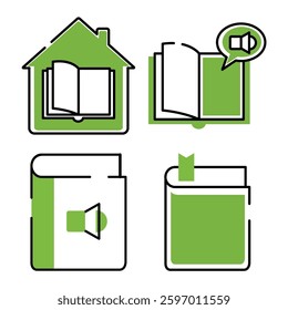 Lined Icon Knowledge Learning Book School Library Colour Literature