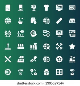 lined icon set. Collection of 36 filled lined icons included Delivery, Border, Kitchen timer, Exchange, Help, Global, Factory, Rate, Globe, Diploma, Knitting neddles, Bones, Quezon memorial circle