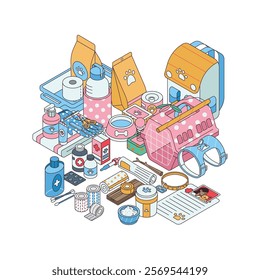 Lined isometric natural disaster kit