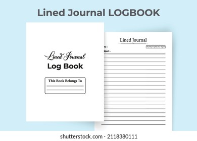 Lined journal log book interior. Lined journal work list template. Notebook interior. Lined journal template. Diary template interior. Work list planner template.