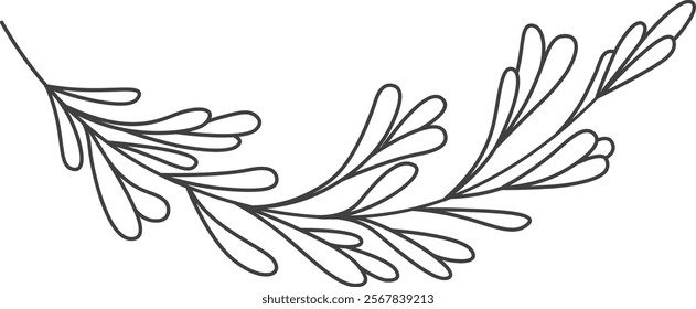Lined Leaves Branch Vector Illustration