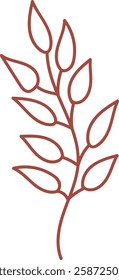 Lined Leaves Floral Branch Vector Illustration