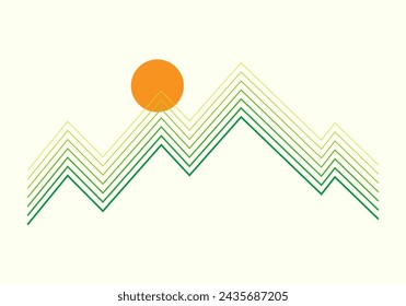 Líneas alineadas forman un diseño de montaña, vector para insignia, camiseta, etiqueta ilustración vectorial