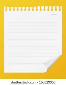 lined memo paper on board. vector.