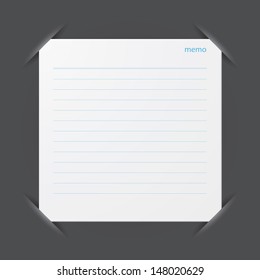  lined memo papers on black color board. vector.