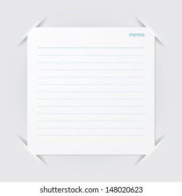  lined memo papers on white color board. vector.