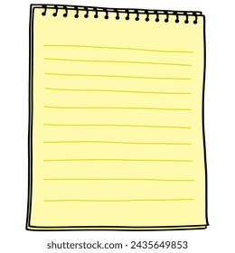 Lined Note Book Blank Retro Drawing Vector Illustration
