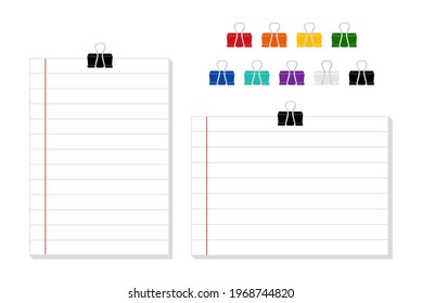 gezeichnete Notenpapier- und Bindemittelklammer, Vektorgrafik einzeln