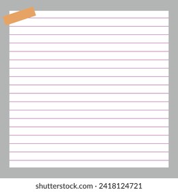ausgekleidetes, mit Band bedecktes Papier auf isoliertem Hintergrund mit weißem karierten Muster. EPS-Datei 101.