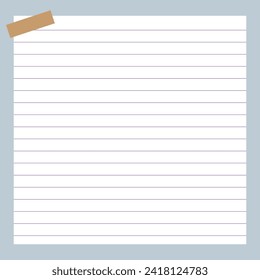 lined note paper covered with  tape on a isolated background with a white checkered pattern. EPS file 104.