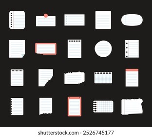 lined note paper flat vector pack