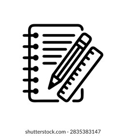Lined Notebook Displayed With Pencil And Ruler For Schoolwork