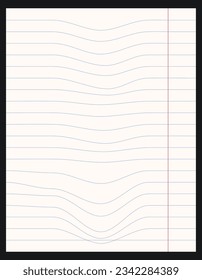 lined notebook sheet, curved ruler. school notebook, student, back to school. lined notebook background