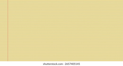 Lined page notepad with retro sheet for writing and yellow legal paper. Perfect notebook or document layout. Vintage stationery form for office planning.