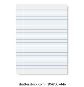 Lined page vector. Sheet of notebook paper in the line